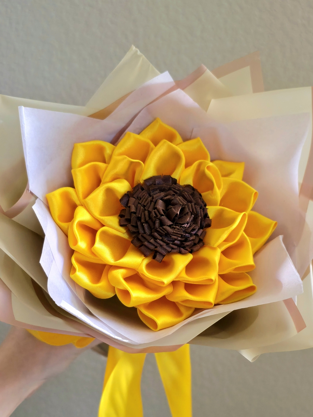 Fabric Sunflower Bouquet in Bright Yellow with Brown Center